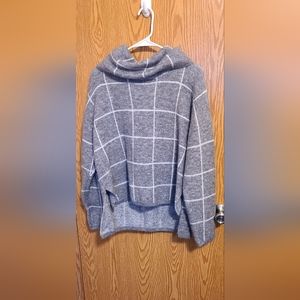 Gray striped cowlneck sweater